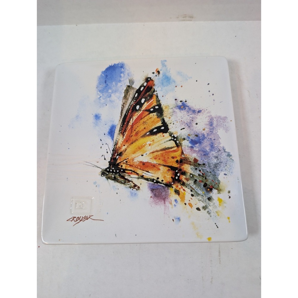 Dean Crouser DEMDACO Butterfly Vase & Trinket Dish Set Watercolor Stoneware